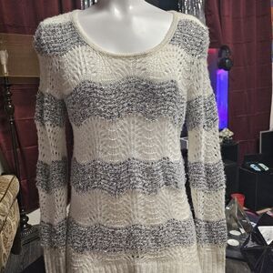 Maurices Women's Textured Striped Sweater - Black and Cream